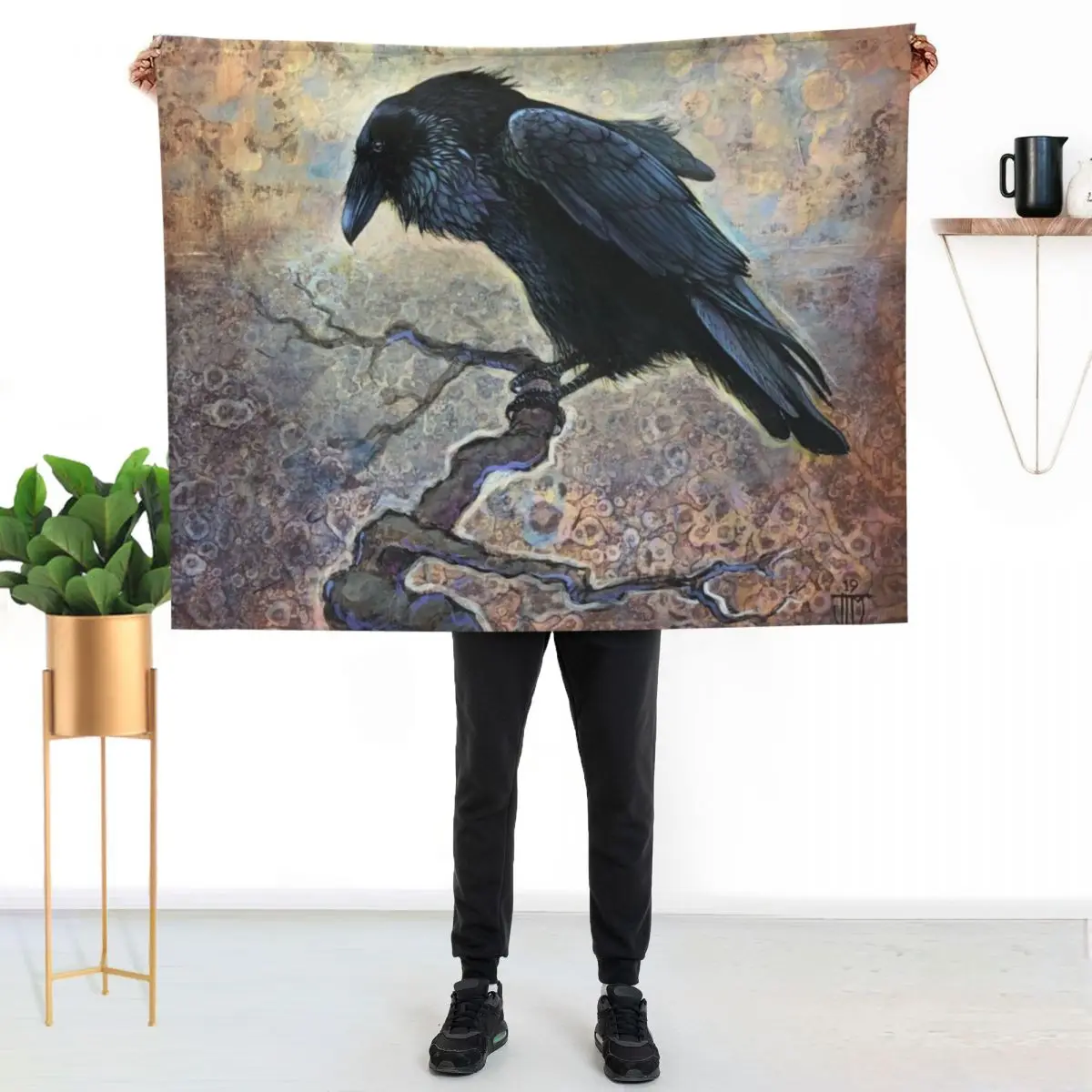 Keeper of Dreams - a Raven Painting Throw Blanket Furrys Cute Polar Picnic wednesday Blankets