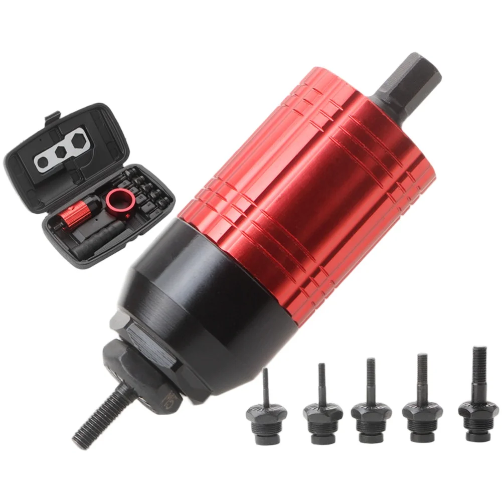 Electric Rivet Tool Adapter Kit Compatible with Cordless Drill Includes Handle Wrench and 5 Mandrels for Quick Nut Connection