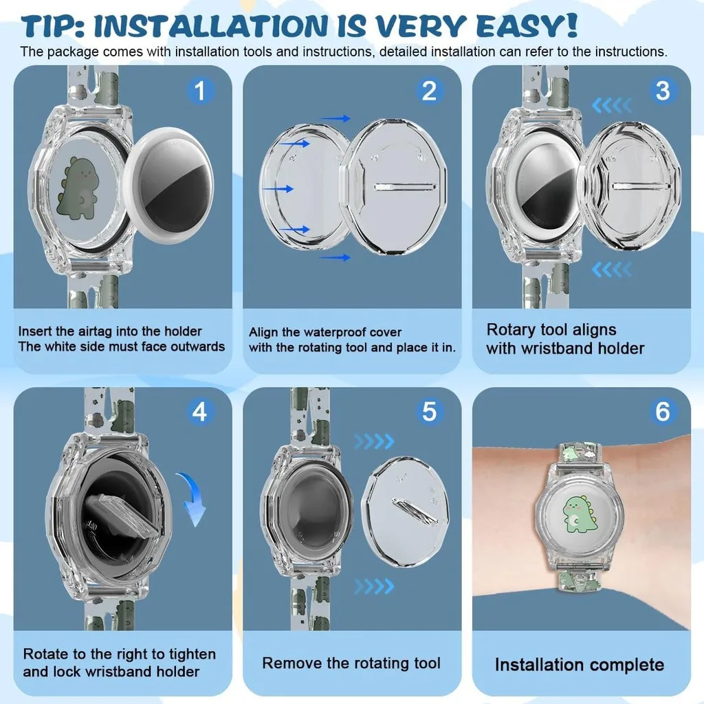 สร้อยข้อมือ AirTag สําหรับเด็ก, สายรัดข้อมือแท็กอากาศซิลิโคนอ่อนนุ่มสําหรับเด็ก, สายนาฬิกา Apple AirTag ที่ยึดน้ําหนักเบาสําหรับเด็ก (Camo สีน้ําเงิน)