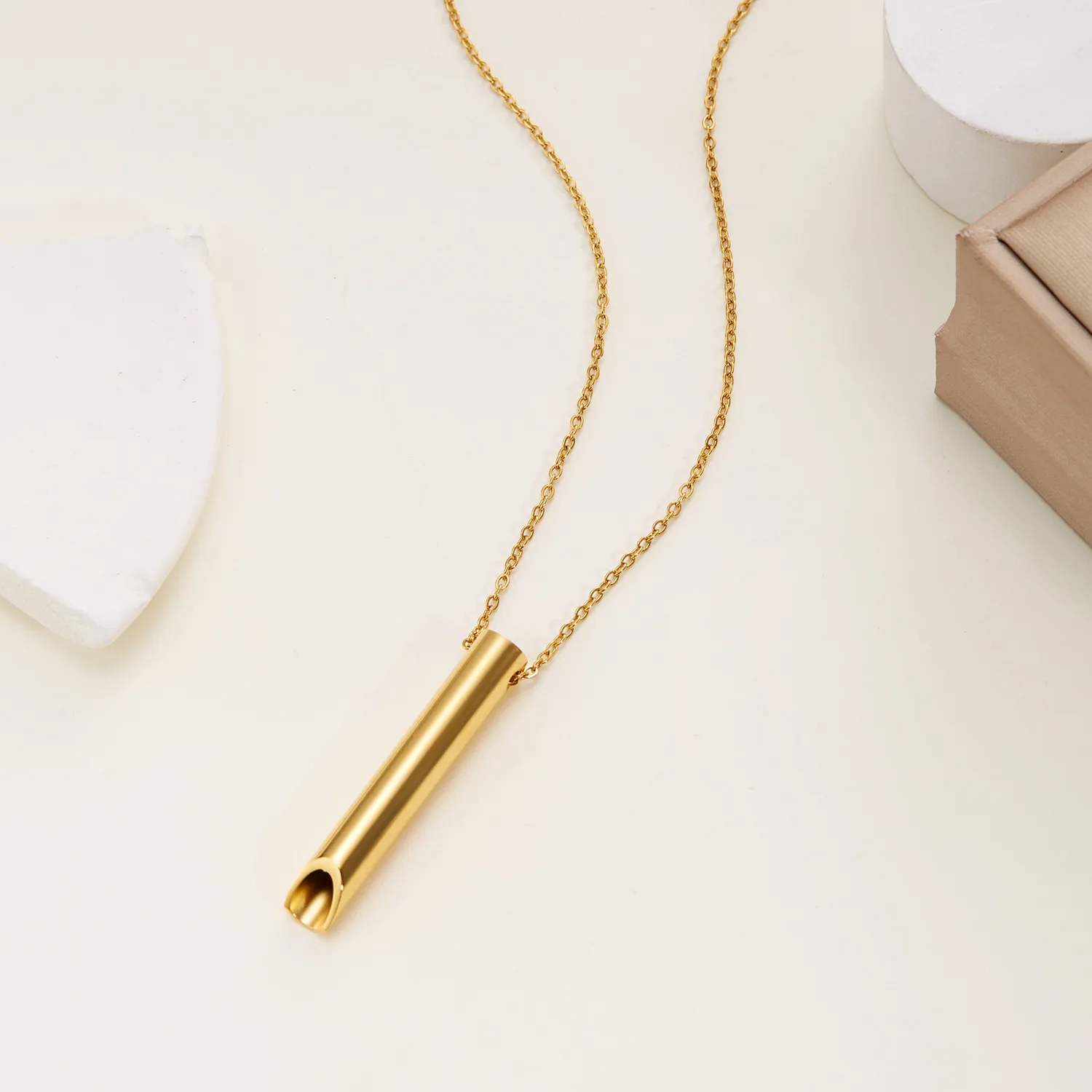 Stainless Steel Meditation Whistle Necklace - Versatile Creative Breathing Whistle Jewelry