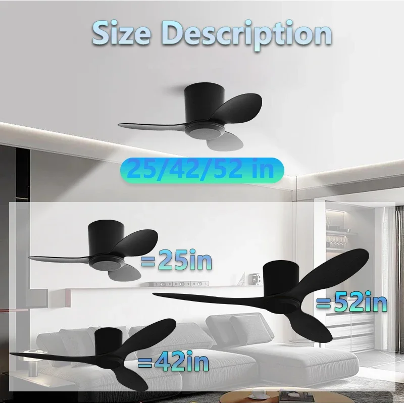 42 52 بوصة مروحة سقف 3 شفرات خمر الصناعية ABS التهوية لا ضوء التحكم عن بعد للمقهى المنزل فندق مكتب