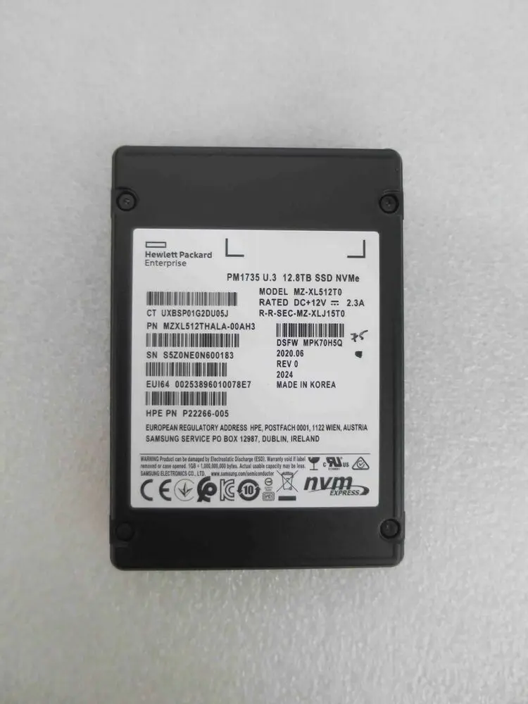 PM1735 1.6TB 12.8TB U.3 Nvme hpe SSD MZ-XLR12T0 MZXLR12THALA-00AH3 12.8T