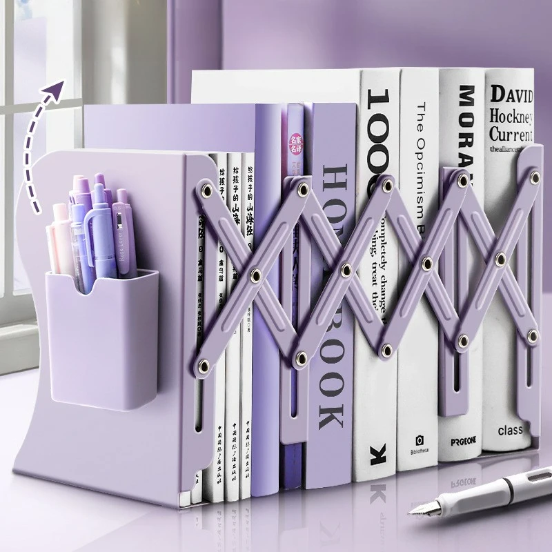 

Desktop retractable bookshelf, foldable book stand, classroom book storage rack with fixed book clip