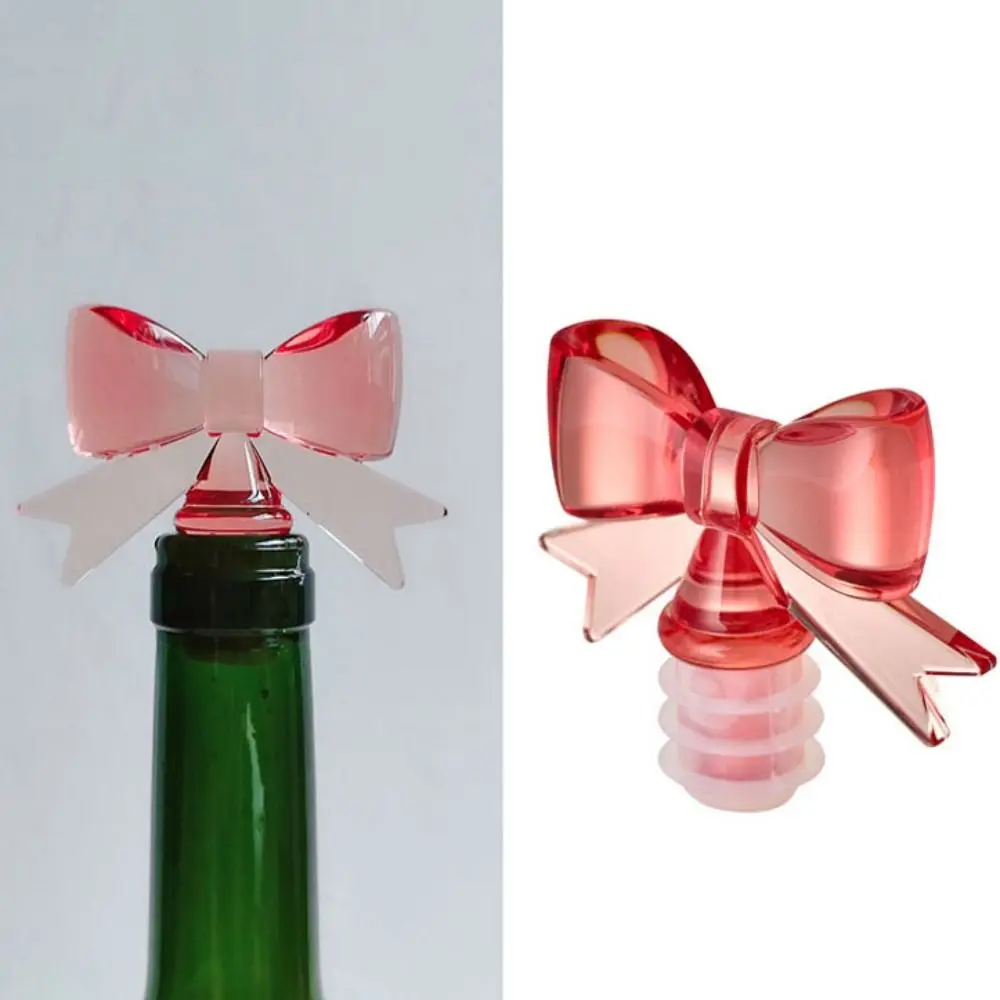 

Creative Cute Bowknot Wine Stopper Silicone Leak-Proof Bottle Cork Reusable Transparent Fresh Keeping Bottle Cap