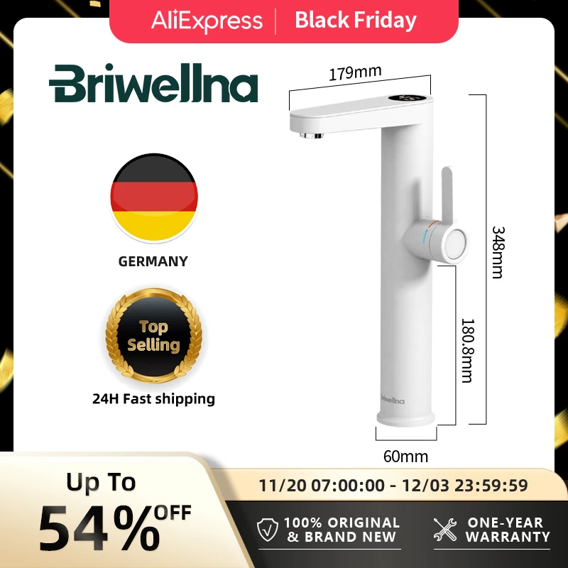 Briwellna ก๊อกน้ําร้อนทันที 220V เครื่องทําน้ําอุ่นก๊อกน้ํา 2 in 1 Tankless ความร้อน TAP พร้อมจอแสดงผลดิจิตอลห้องน้ํา Heated TAP