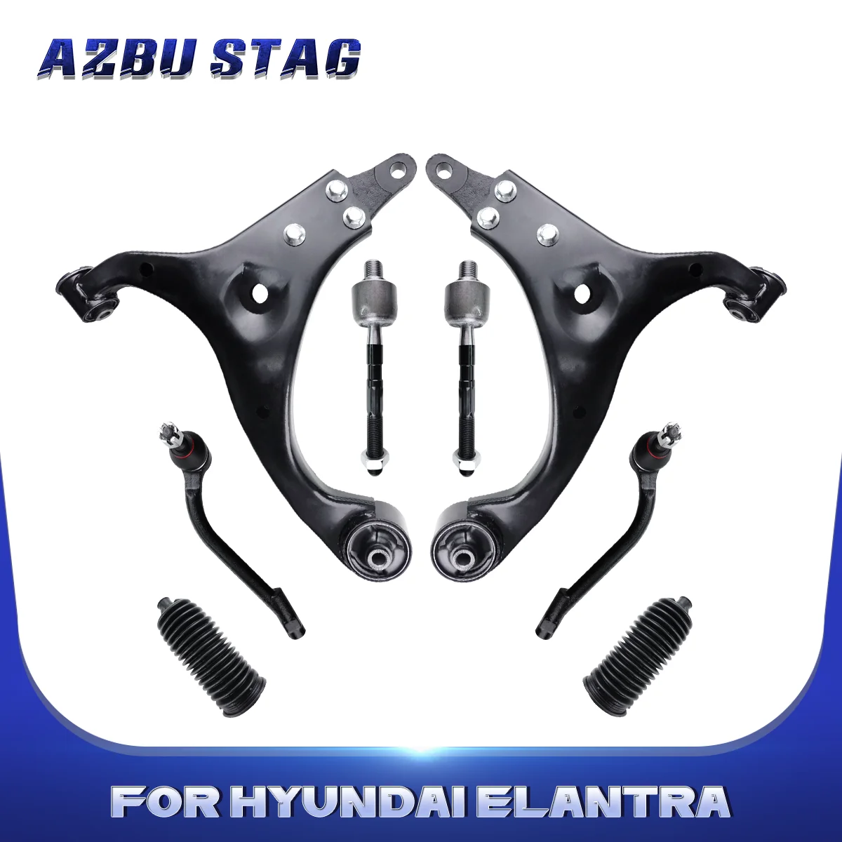 

AzbuStag 8Pcs Front Lower Left Right Control Arm Tie Rod Boot Suspension for Hyundai Elantra 2007 2008 2009 2010 2011 2012