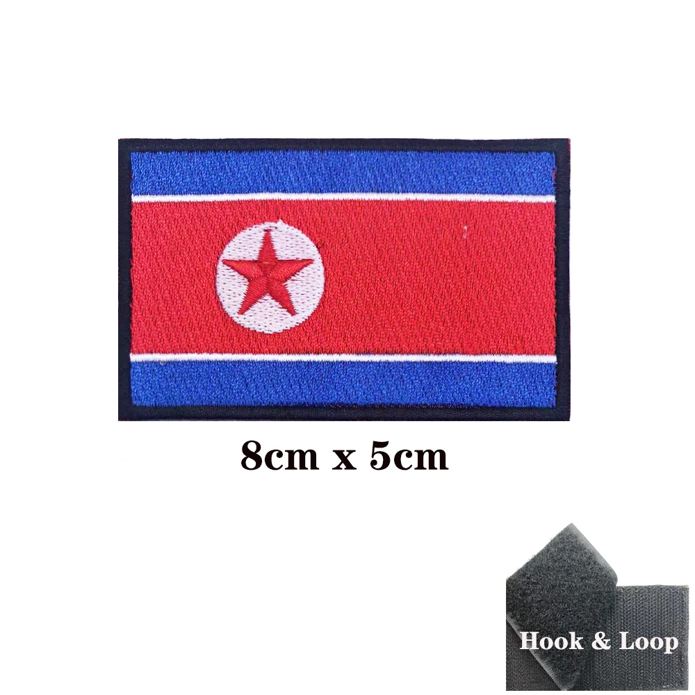 Korean flag North Korea Patches Armband Embroidered Patch Hook & Loop Iron On Embroidery  Badge Military Stripe