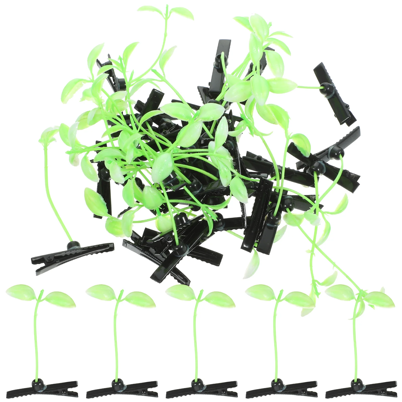 40 Pcs Plant Bean Sprouts Hairpin Child Greenery Decor Pea Barrette Plastic Funny Grass Spout