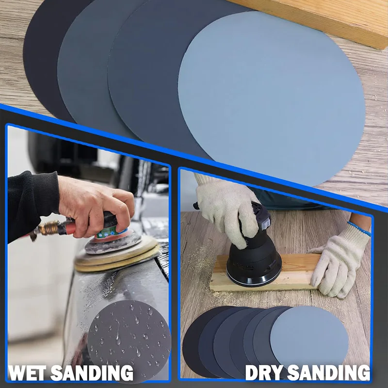 3/5/6 дюймов, 75/125/150 мм, шлифовальные диски в ассортименте, зернистость 60-10000, влажная и сухая наждачная бумага, совместимая со случайными орбитальными шлифовальными машинками, полировка