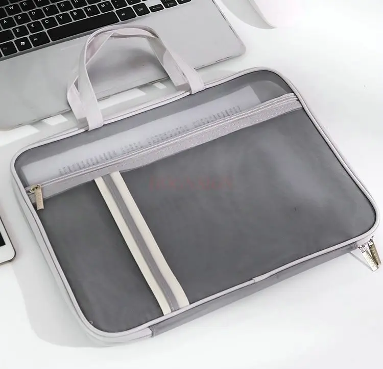 1pcs Gauze Handbag Laptop Bag Notebook Briefcase Student Simple Transparent Exam Storage Bag