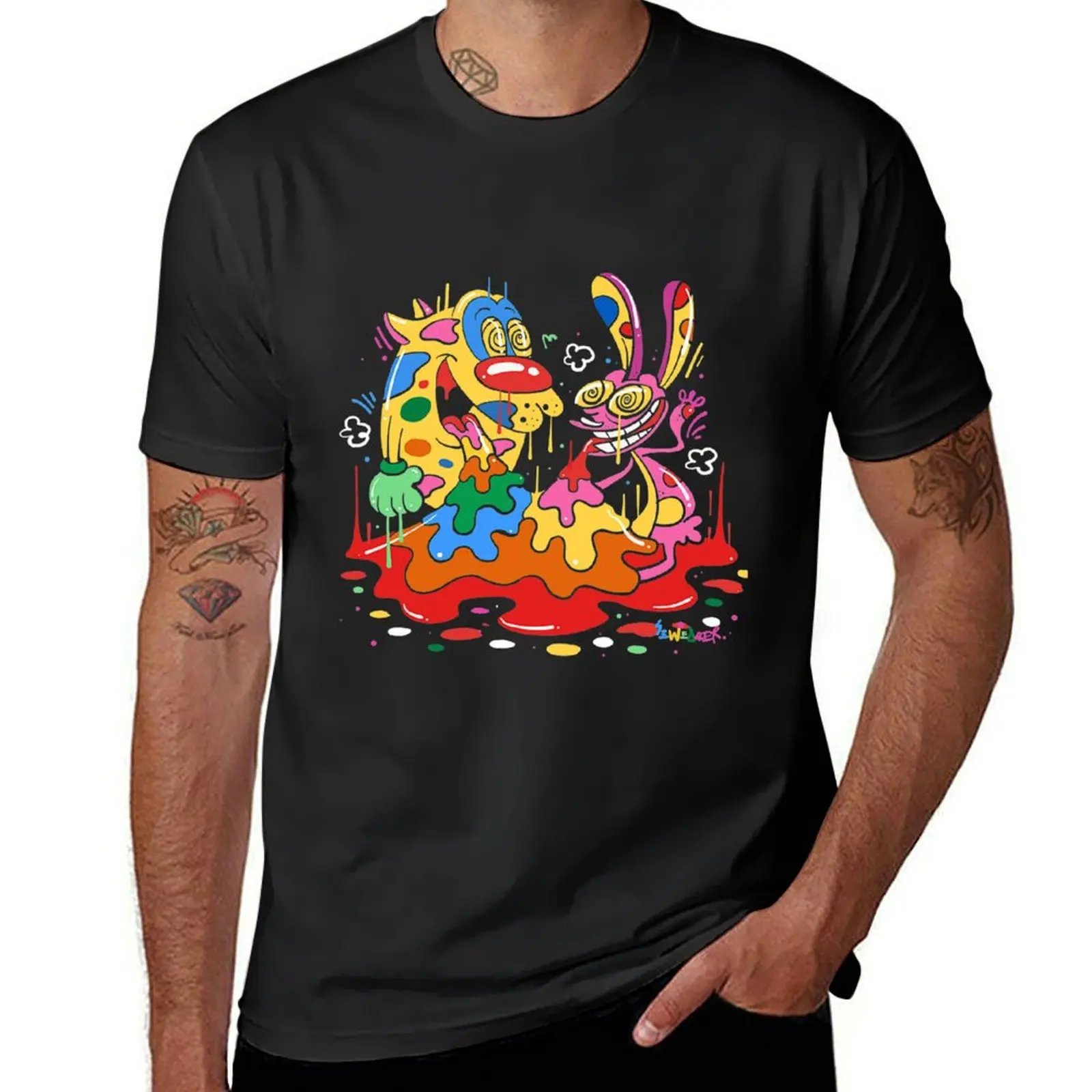 Ren and Stimpy T-Shirt summer top quick drying oversized sports fans t shirt men