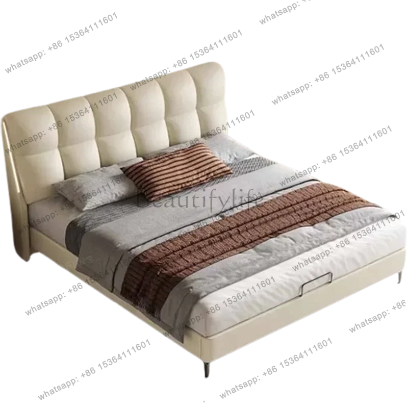 Kawaii Luxury Soft Double Bed Bedroom Waterproof Sleeping Modern Twin Beds Queen Upholstered White Camas De Dormitorio Furniture