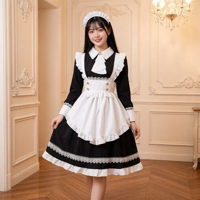 

British Long Sleeve Maid Outfit, Lolita Cosplay Costume, Cute Anime Maid Uniform, Sweet Lolita Style For Party Stage Performance