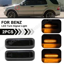 For Mercedes-Benz W163 ML320 1998-2003 ML430 1999-2001 ML55 AMG 2000-2003 2PCS LED Dynamic Turn Signal Lamps Side Marker Lights