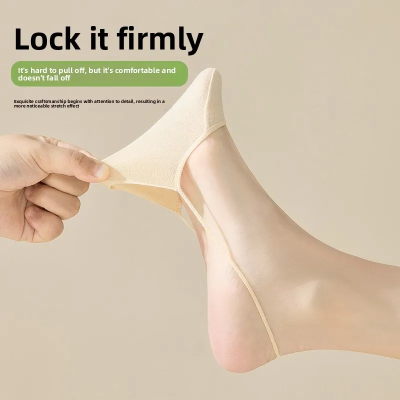 korean style women summer shallow mouth strap invisible boat socks high heel half palm daily wear
