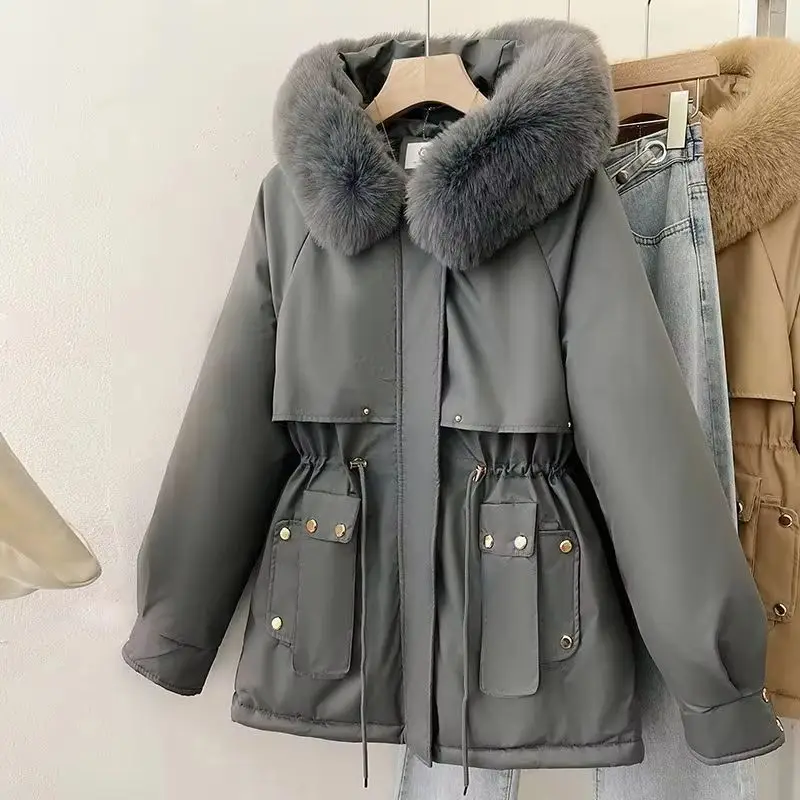 

Winter Jacket New Women Parka Clothes Coat Wool Hooded Jacket Fur Collar Thick Warm Snow Wear Fashion Female Parkas Overcoat