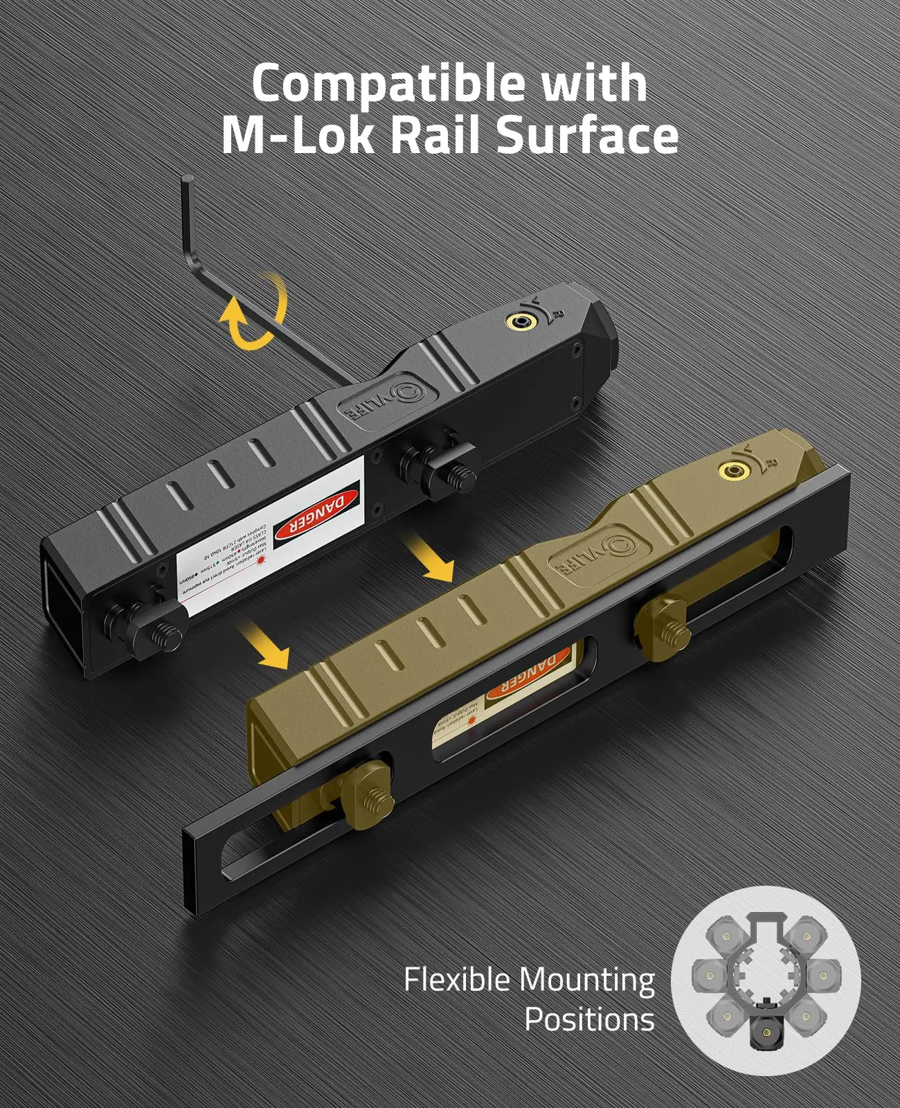 

Green Laser Sight Compatible with M-Lok Rail Ultra Low-Profile Laser Rechargeable Strobe Function