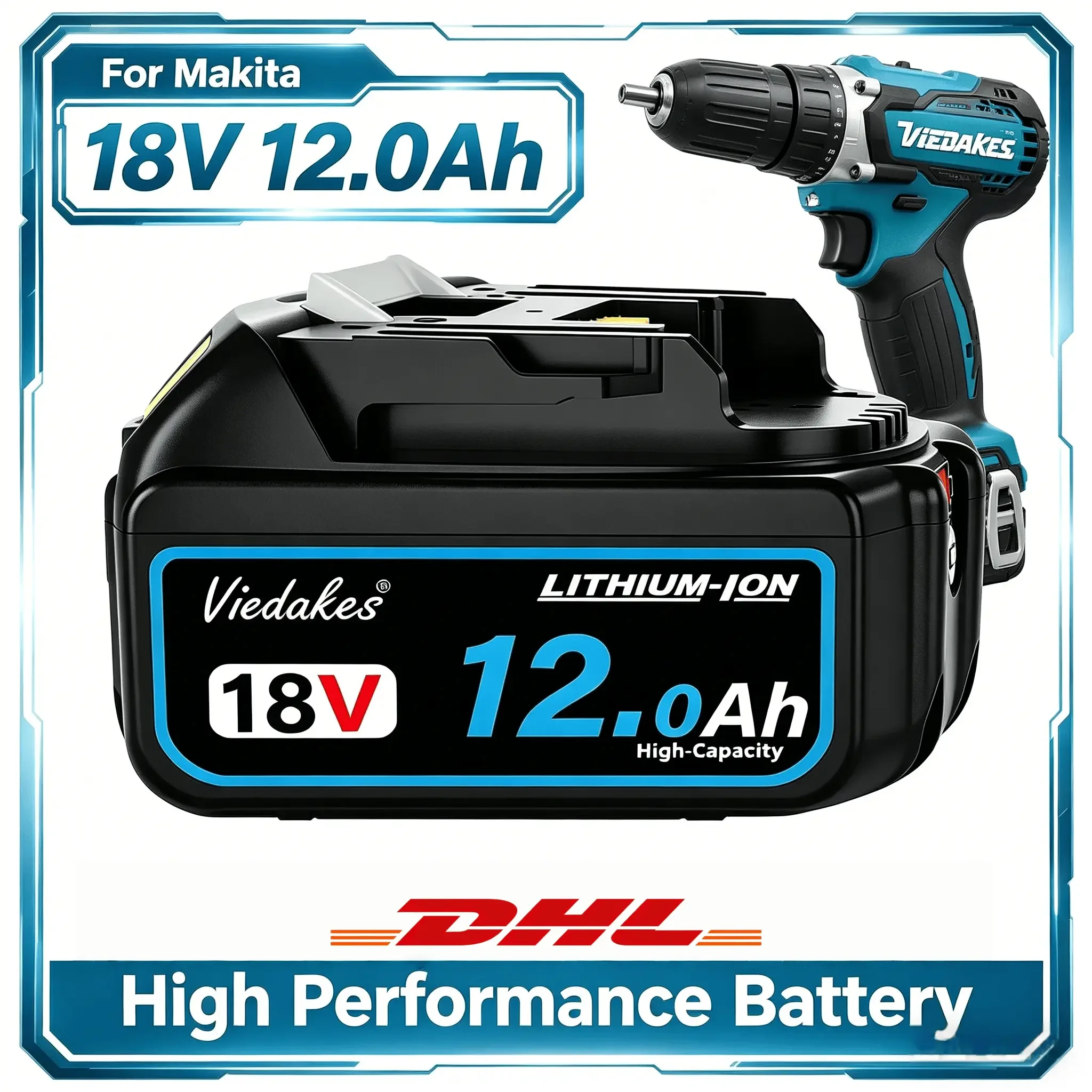 

For Makita 18V Battery 8000mAh 12.0Ah BL1850 BL1820B LXT DHP481 DTD153 For makita akku 18v