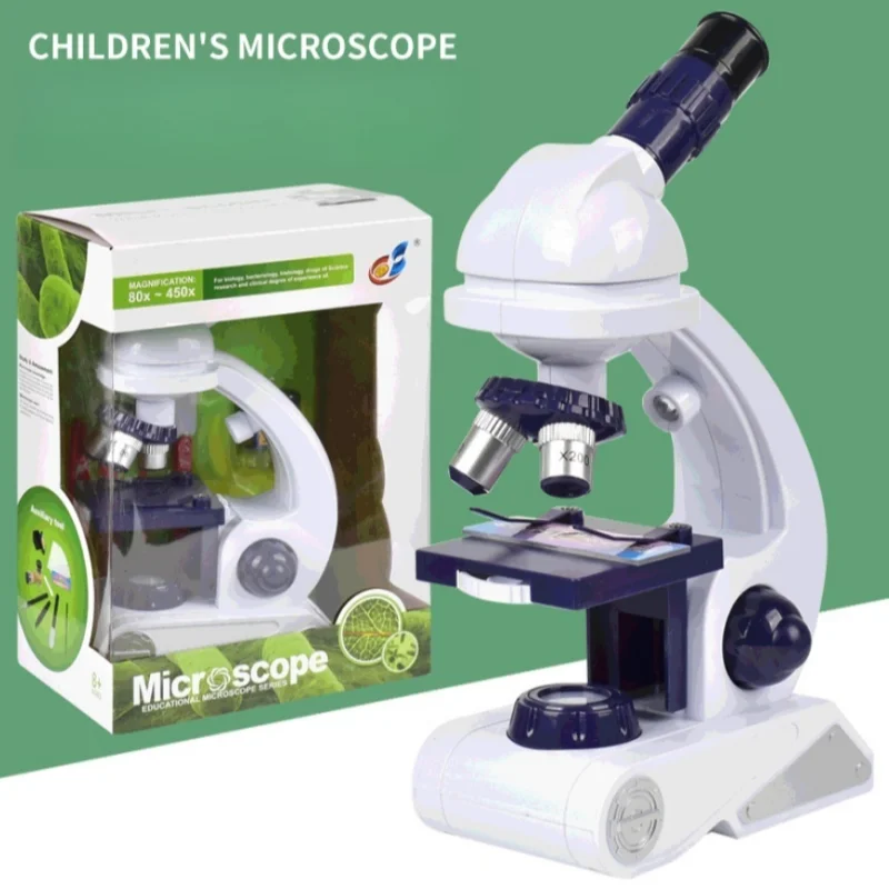 Children Microscope Kit 450x Biological School Home Science Experiment Educational 10x Magnifier Portable Microscope