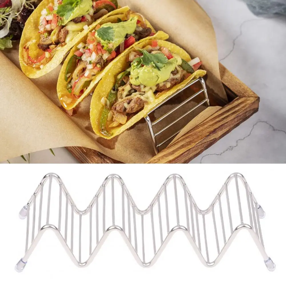 Hot Dog Taco Rack Food Holder Multifunctional Taco Holder Rack Stainless Steel Pancake Stand Rust-proof Spring Roll for Snacks