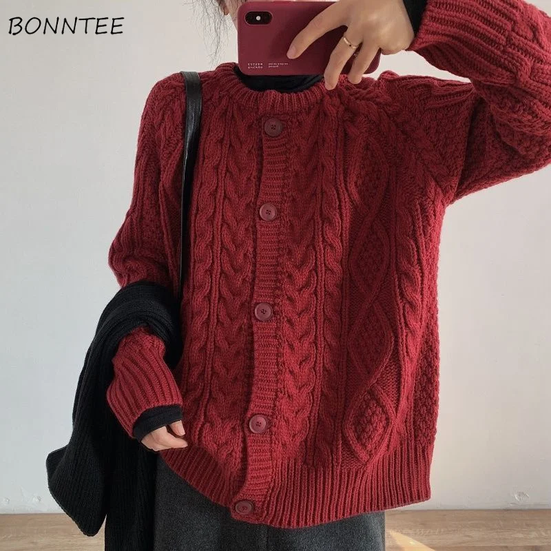 Cardigan donna autunno quotidiano tutto-fiammifero semplice elegante per il tempo libero stile coreano lavorato a maglia Vintage Chic sciolto manica