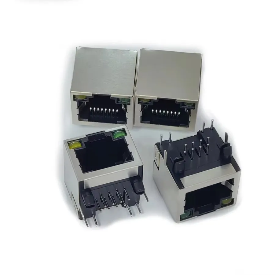 20PCS/Lot 56 RJ45 8P8C Female Jack/Socket Connector Type Steel Shield Network 90-Degree With LED