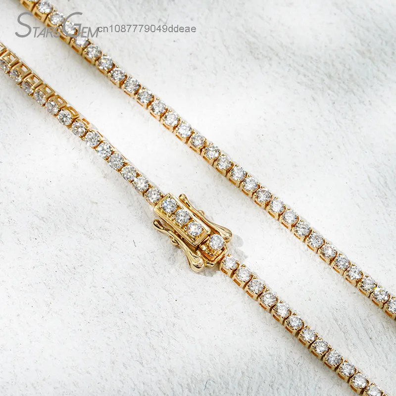 14k yellow gold diamond tennis bracelet lab grown 1.4mm round lab grown diamond tennis chain