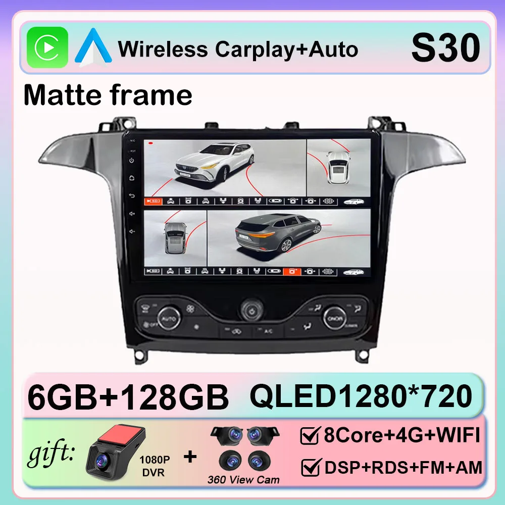 Android 16 Autoradio Voor Ford S Max S-MAX 2006-2015 Voor Ford Galaxy 2014 Carplay Multimedia Video speler navigatie GPS Geen 2din
