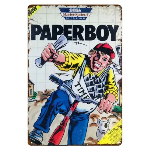 Paper Boy Retro Master System Video Game Metal Poster - 20x30cm (8x12 inch)-Aluminum