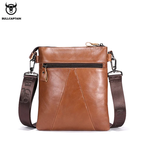 Imagen 2 del producto BULLCAPTAIN, bolso cruzado de cuero genuino para hombre, gran capacidad, capa superior multifuncional, bolso de piel de vaca, bolso de hombre a la moda