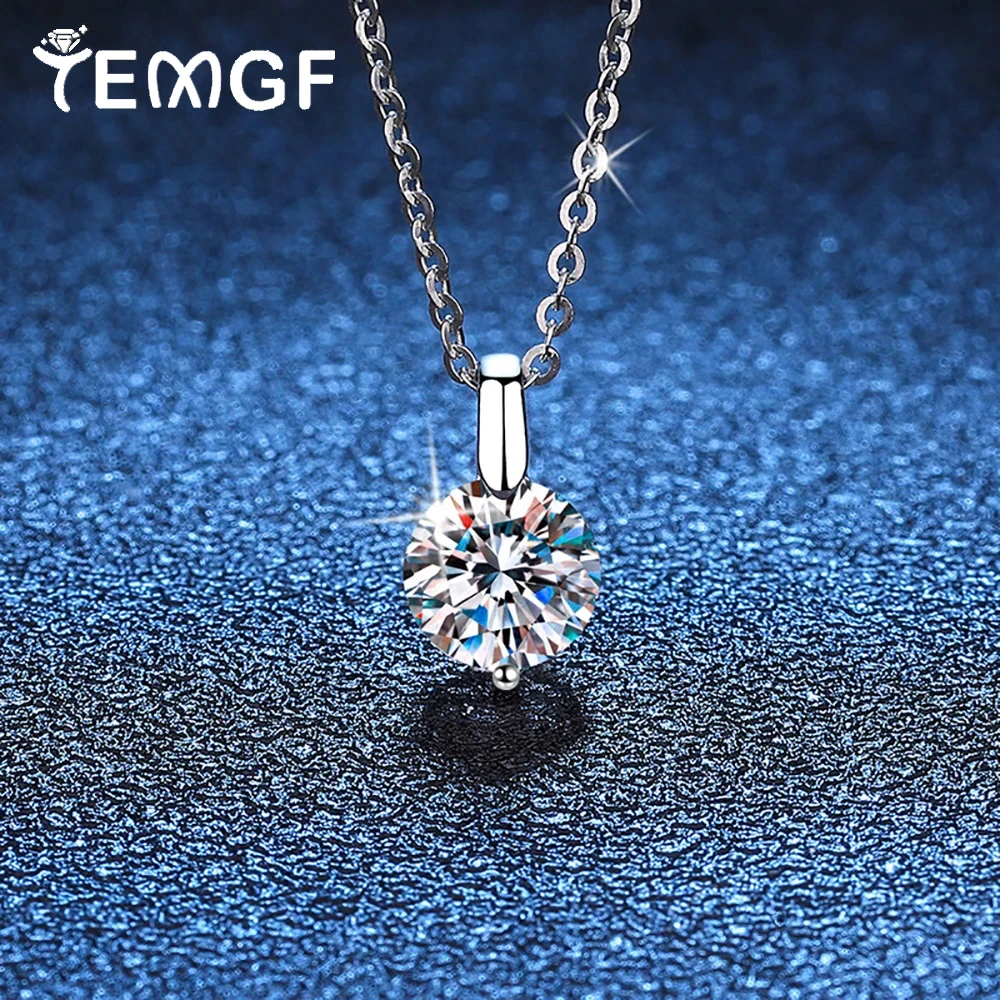 

TEMGF Classic Moissanite/Zircon Necklace 925 Sterling Silver Chain for Women Girls Simple Fine Jewelry Anniversary Birthday Gift