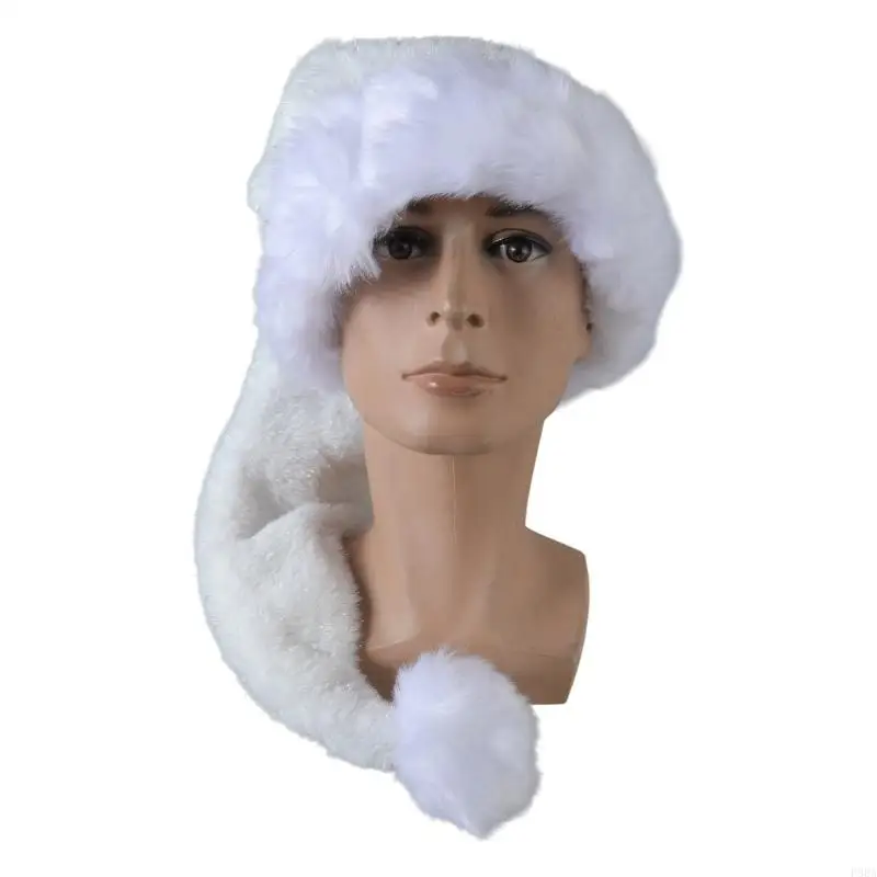 P88A Christmas Santa Hat with Furry White Trim Blingbling Holiday Headwear Supplies