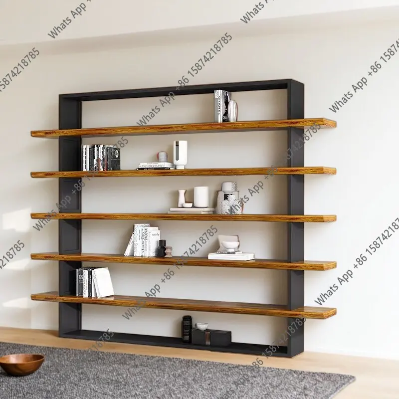 solid wood primary school children's bookshelf,  shelf, floor-to-ceiling tea room Bogu shelf display cabinet hanging on the wall