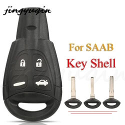 jingyuqin 4Buttons Replacement Remote Car Key Shell Case Fob For SAAB 93 95 9-3 9-5 WF LTQSAAM433TX Uncut Blade Smart Card