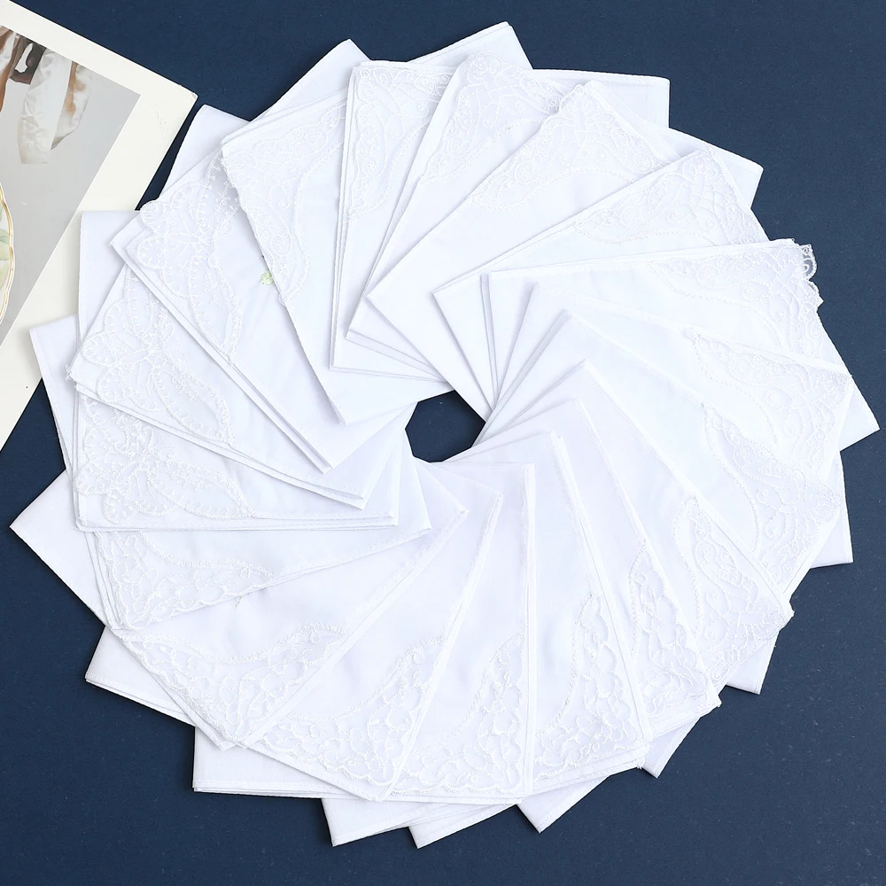 Confezione da 3 fazzoletti in cotone farfalla fiore pizzo ricamato fazzoletto da sposa da donna in puro cotone stagione di nozze fazzoletto souvenir di Capodanno