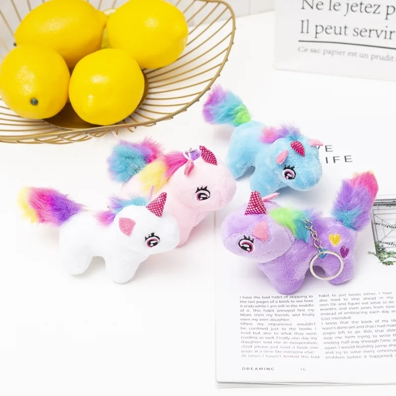 Cartoon Unicorn Plush Doll Toys Keychain Small Pendant Backpack Key Chain Accessories Cute Doll Pendant Key Ring Animal Toys