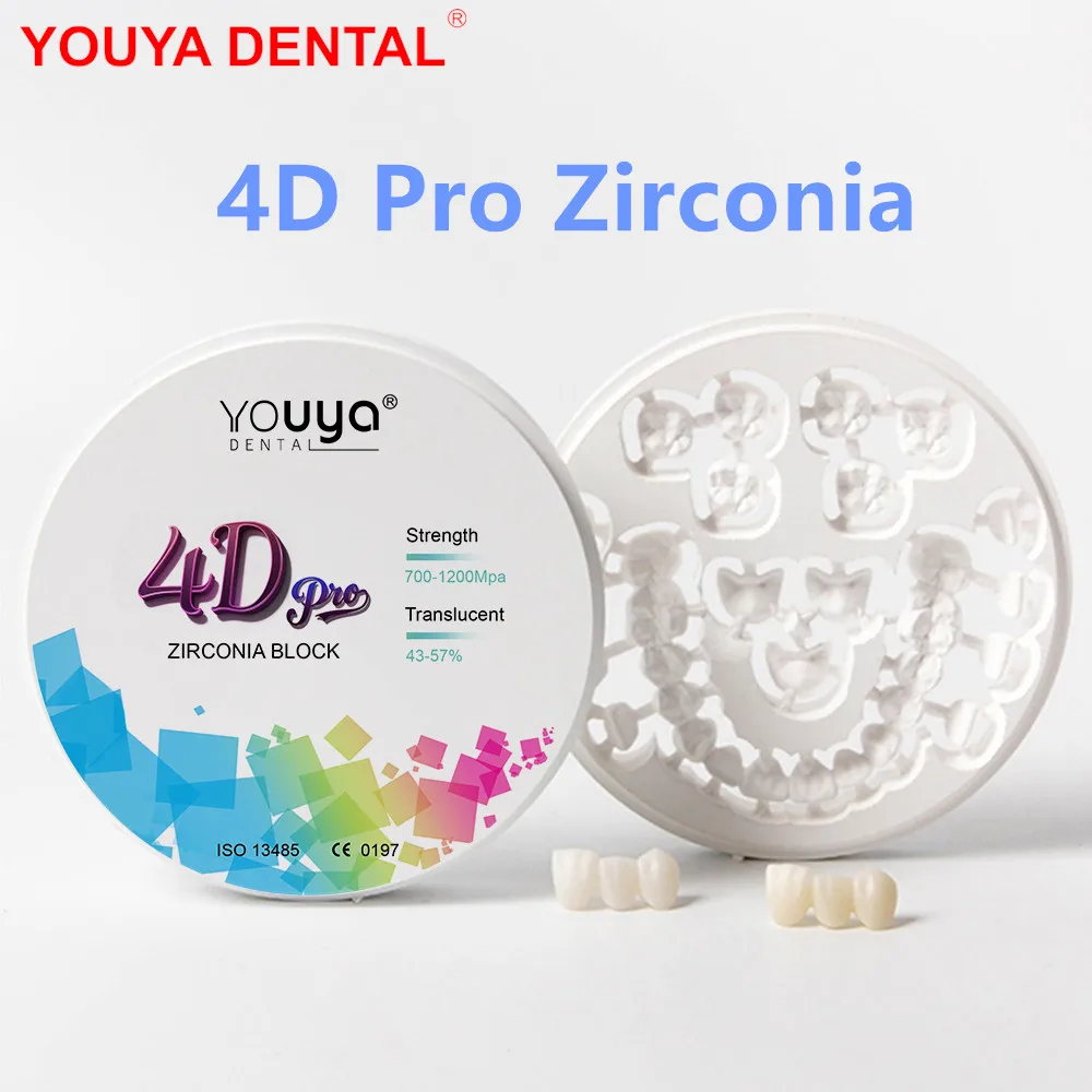 YOUYA DENTAL Zirconia Blocks Multilayer 4D Pro Zirconia Disc Disk 98mm Open System For CAD CAM Dentistry Lab Technician Material