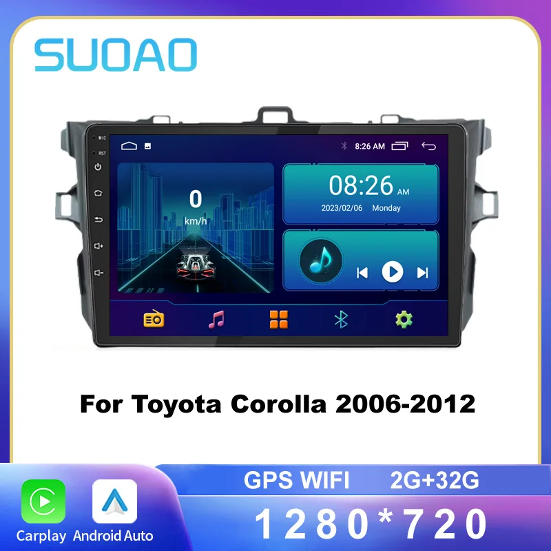 

9" Android Auto Car Stereo Radio for Toyota Corolla E140/150 2006 2007 2008 2009 2010 2011 Carplay Multimedia Player 2 Din