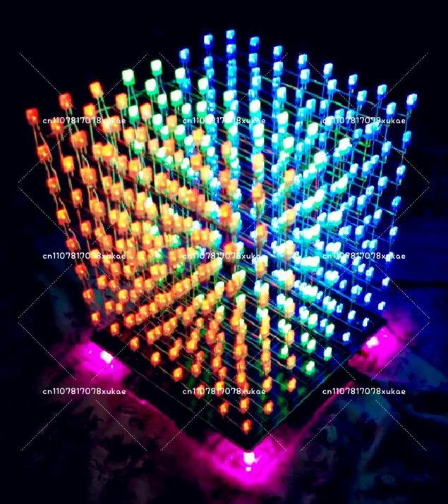 3d8 Light Cube 888 Kit 8X8X8 Lamp PC Music Spectrum, MCU Electronic DIY Production Parts