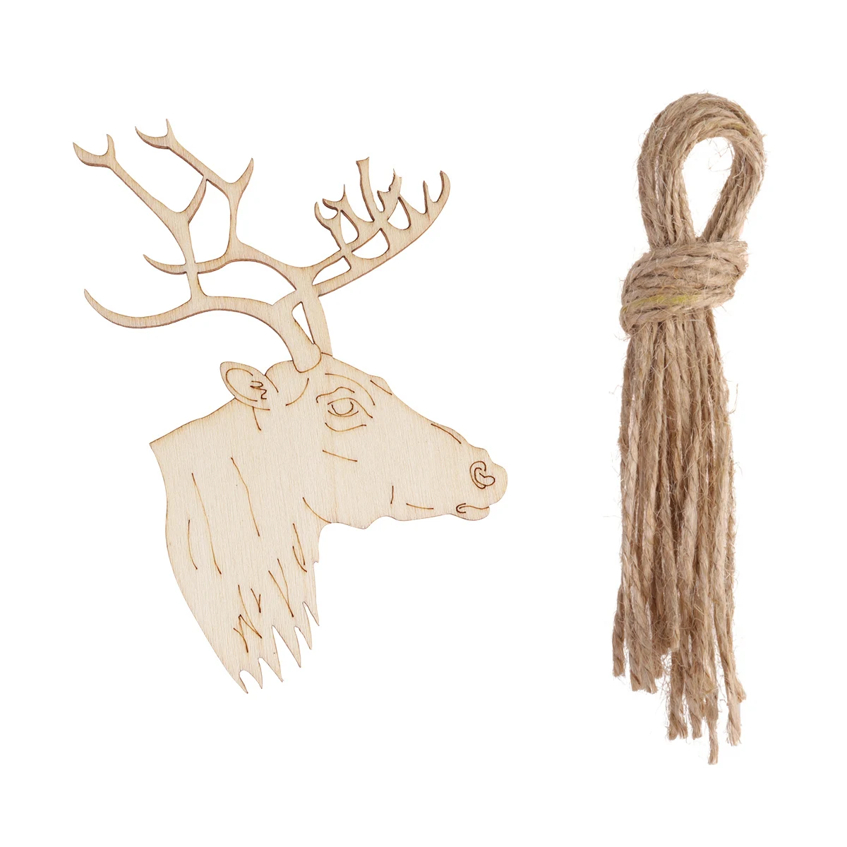

20Pcs Wood Christmas Deer Head Hanging Pendants Exquisite Carving DIY Painted Xmas Tree Window Door Decor Christmas Hanging