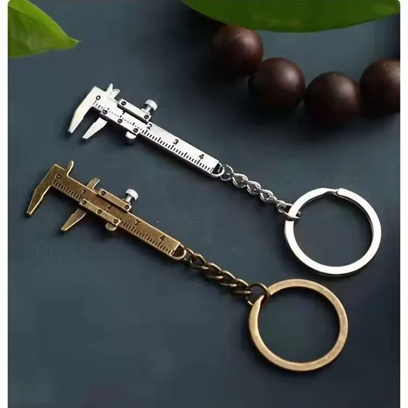 Mini Vernier Caliper Pocket Key Chain Keyring Ornaments Small 3D Movable Precision Measure Tool Accessories Slider Ruler Alloy