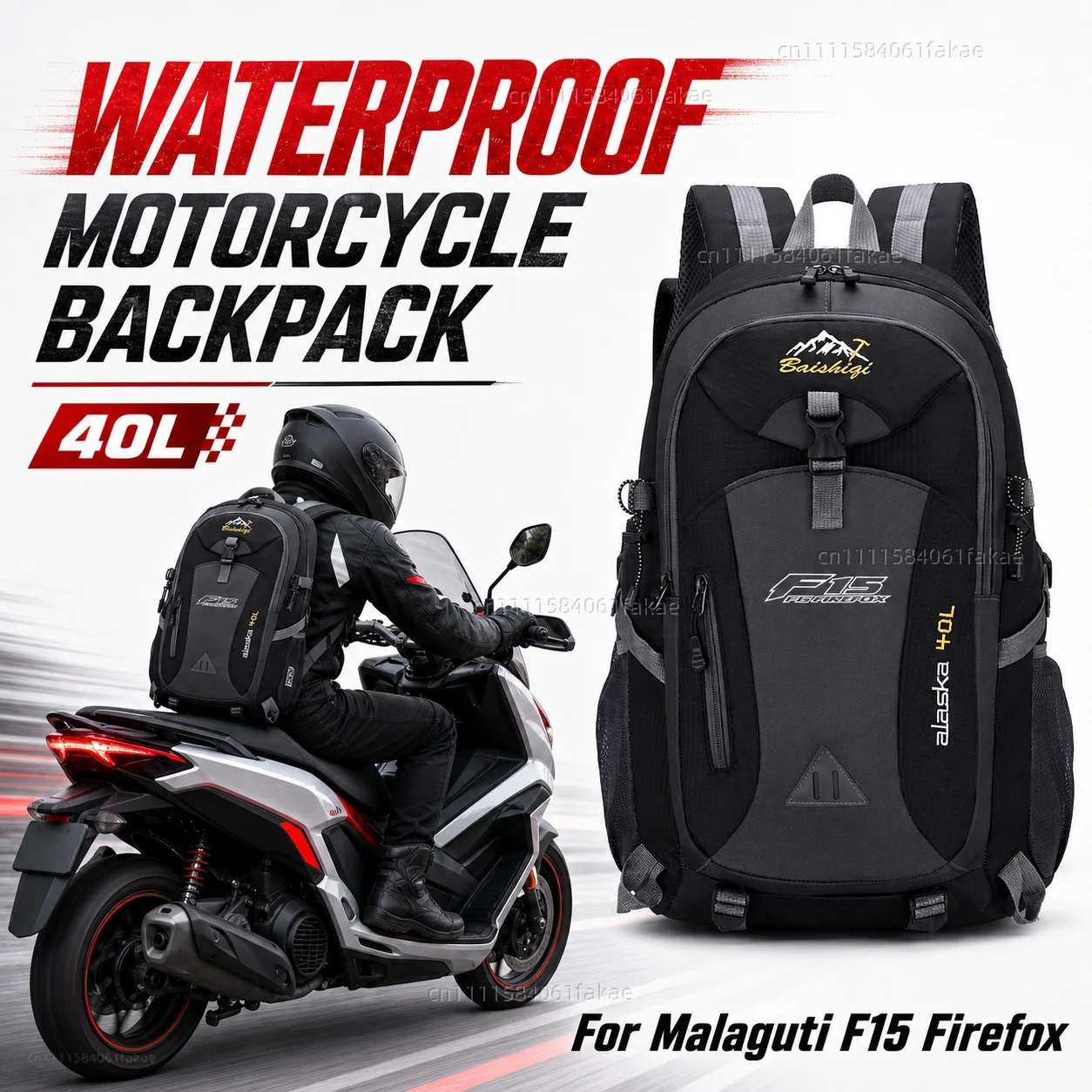 

For Malaguti F15 Firefox 1997-2005 Motorcycle Backpack 40L Waterproof Travel Backpack Outdoor Hiking Camping Daypack