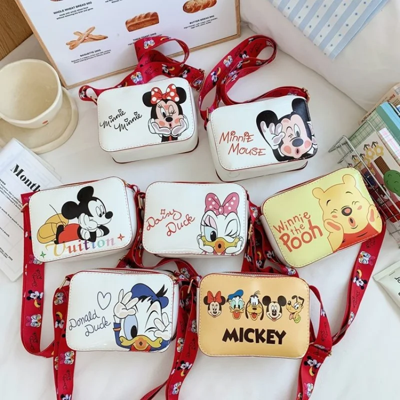 디즈니 미키 마우스 도널드 덕 데이지 미키 미니 위니 더 푸 어린이 가방 크로스바디 백 숄더백 조절 가능한 가방