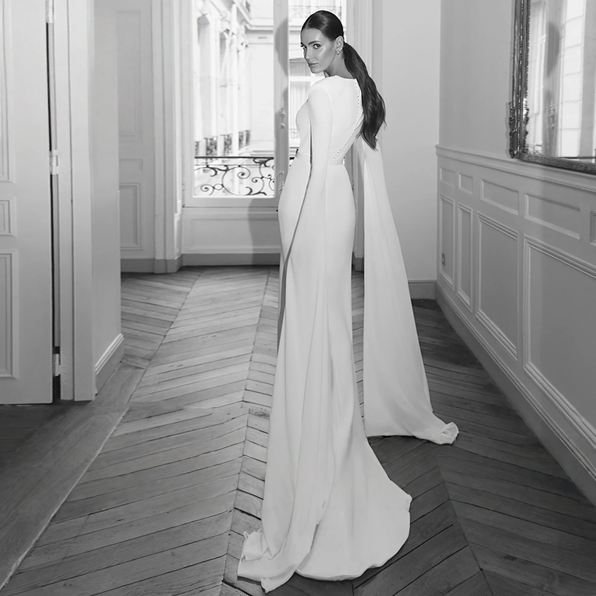 Strand Brautkleider Mantel Lange Ärmel Boho Muslimischen Brautkleid Saudi Arabisch Dubai Islamischen Vestido De Noiva Angepasst