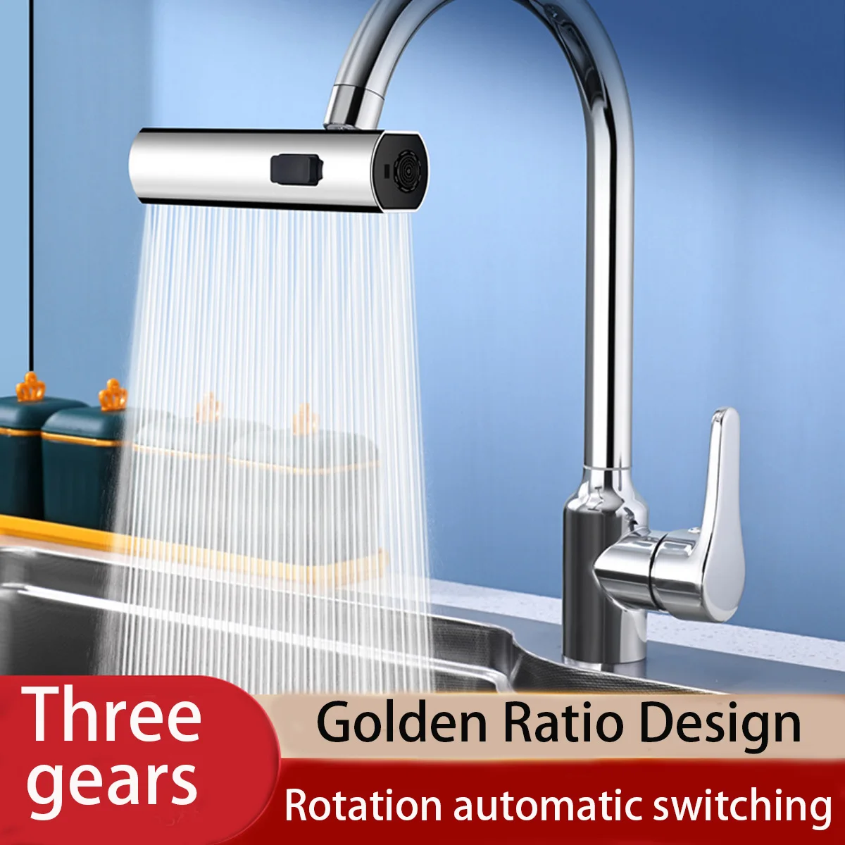 

Kitchen Faucet Splash Protector Waterfall Water Outlet Universal Rotary Bubbler Booster Extension Water Nozzle Universal Joint