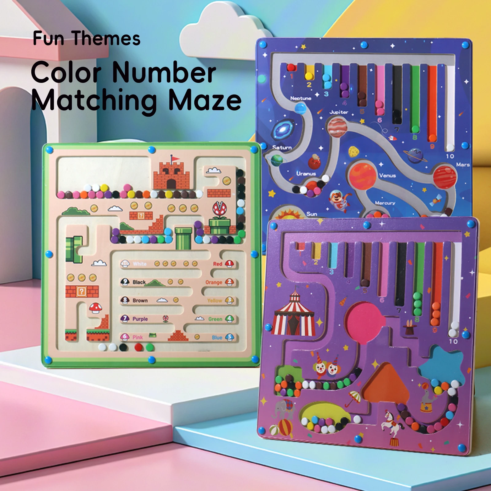 

Wooden Magnetic Color and Number Maze Learning Education Toys Color Matching Montessori Toys Wooden Toys Gifts for Children