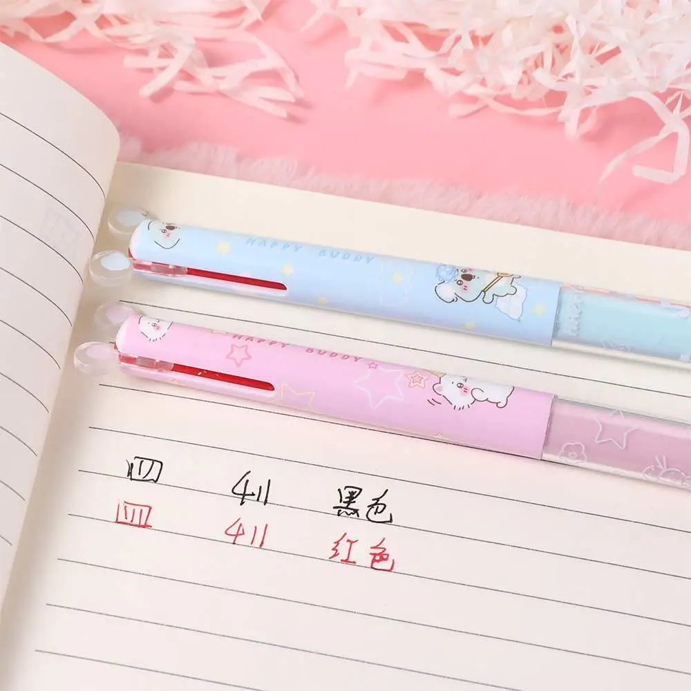 

4 pcs ABS Dual Color Ballpoint Pen Mini Ear Multifunction Student Writing Pen Cartoon 0.5mm Two-color Gel Pen School Home