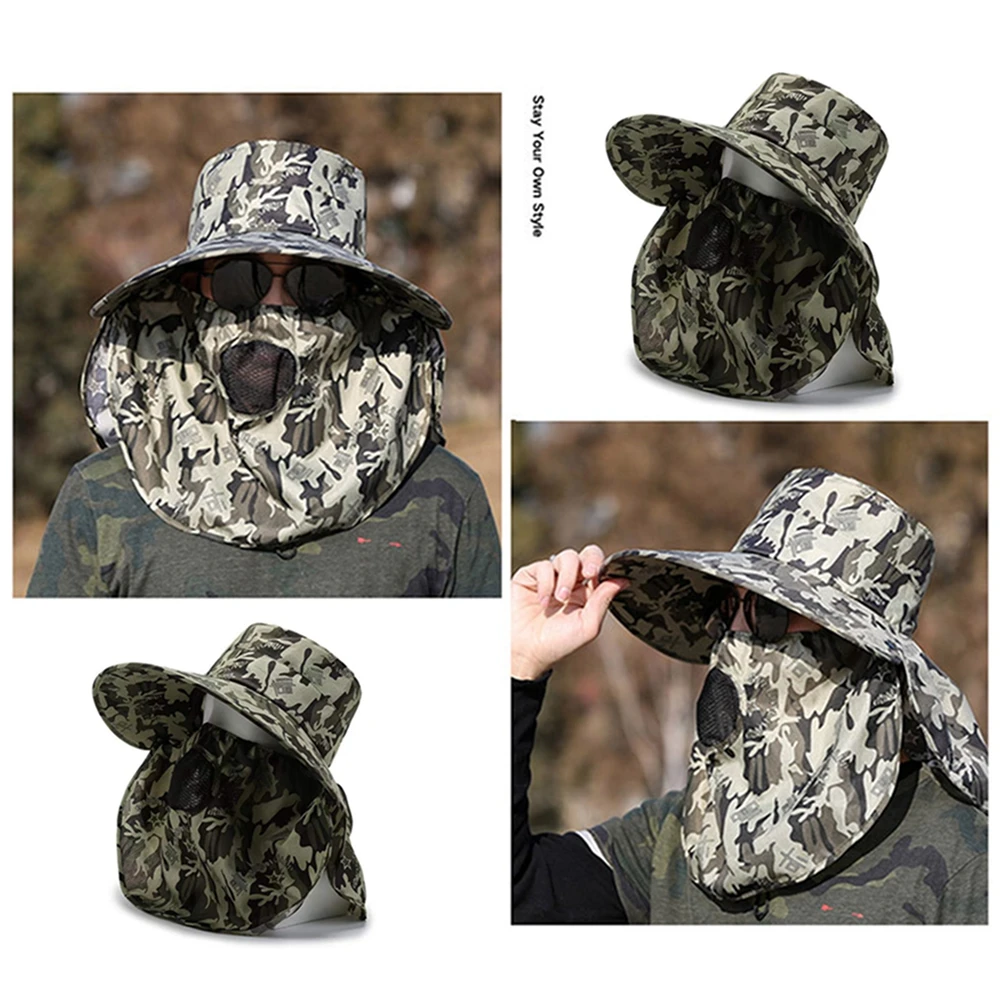 Camouflage Sun Protection Hats Face Covering Capes Men's New Spring And Summer Quick Drying Lightweight Picking Farm Headgear