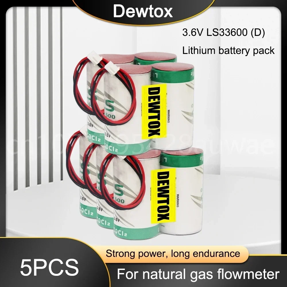 5PCS Original LS33600 LS 33600 ER34615 Size D 3.6V Lithium Battery Combination Natural Gas Flow Meter Batteries with Plug