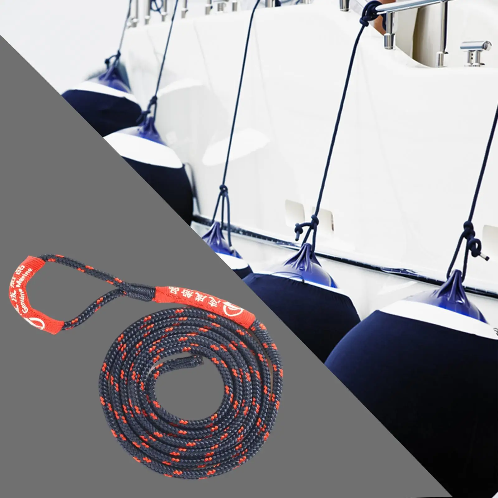 

Boat Line Nylon for Mooring, Stretch Resistant with Loop, Strong Rope Boat Bumper Line Resistance Premium for Yacht